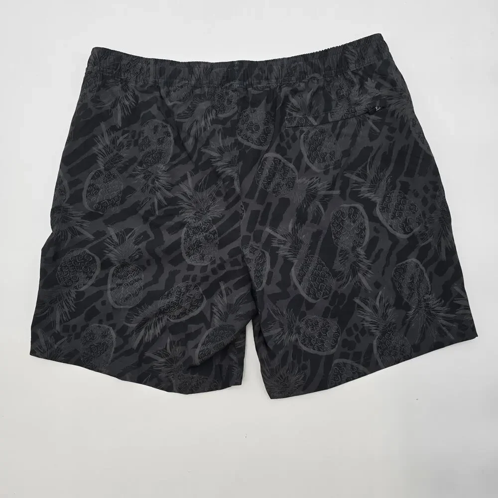 Chubbies Shorts Mens XL 7 Inch Black Boxer Lined Athlounger Pineapple Pines
